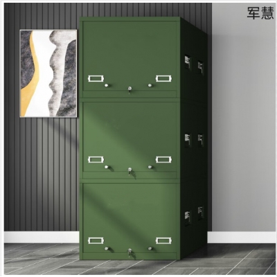 军慧绿色三节储物柜JH-6653